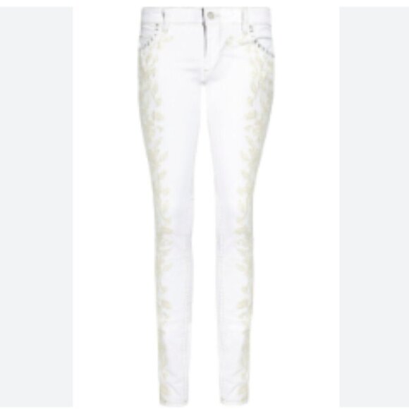 Isabel Marant Embroidered Studded Skinny Low Rise Cream Jeans 38 - Picture 5 of 14